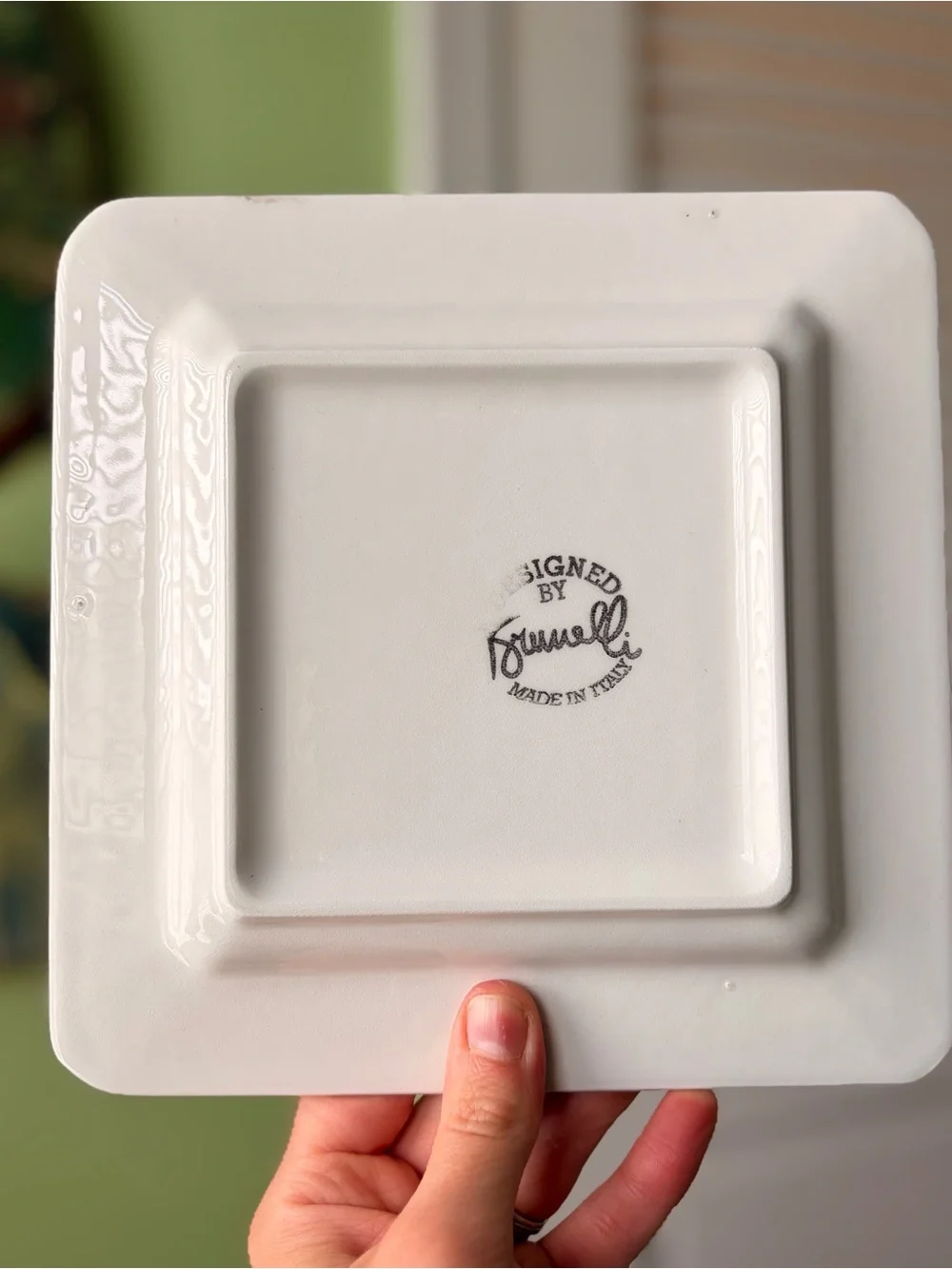 Vintage Italian Square Still Life Breakfast Plate Ceramic Accent